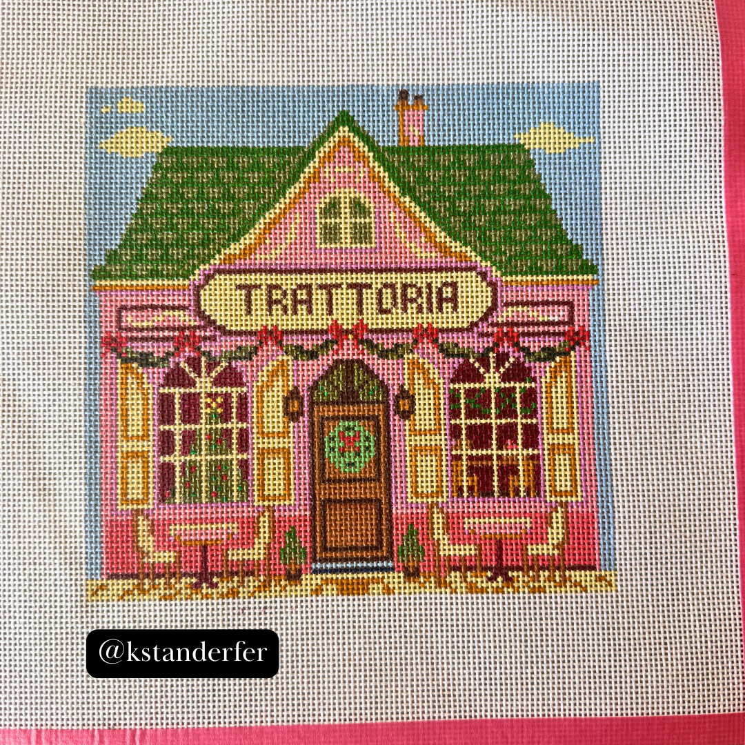 Trattoria needlepoint village pattern