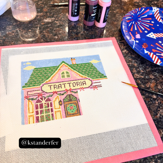 Trattoria needlepoint village pattern