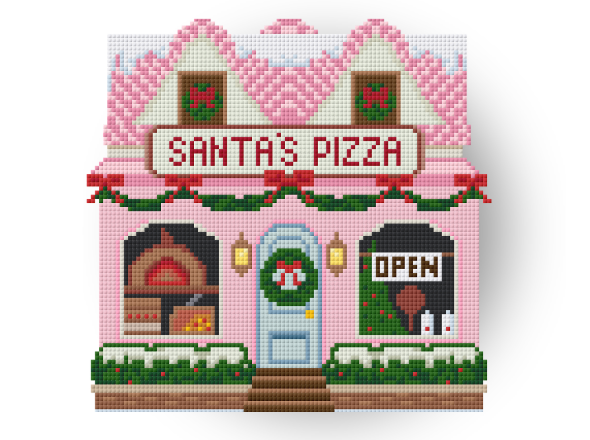 Santa’s Pizza Christmas Village Needlepoint Chart