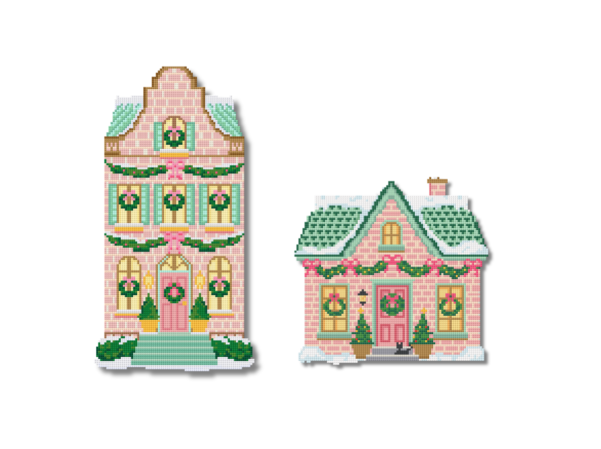 Garland Cottage & Garland Row – 2 House Needlepoint Chart Bundle